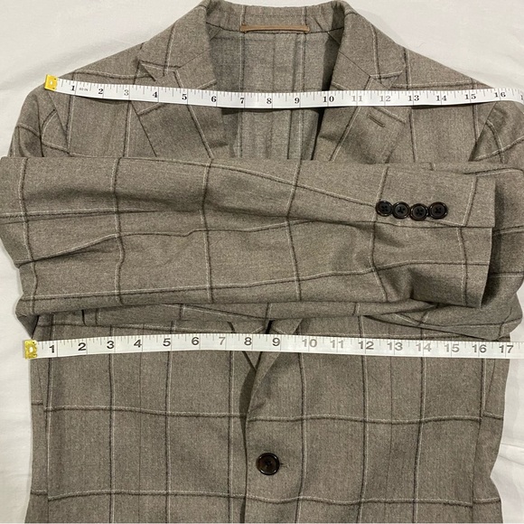 UNITED ARROWS men’s brown windowpane check flannel suit, JP 44 (US 34S) - Picture 10 of 16